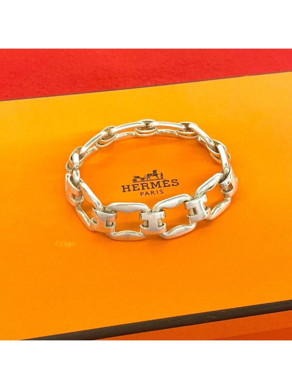 Hermes Vintage History Bracelet 925 Sterling Silver